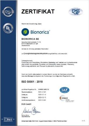 Im Berichtsjahr 2021 wurde Bionorica von der Deutschen Gesellschaft zur Zertifizierung von Qualitätssicherungssystemen (DQS) erfolgreich auditiert.