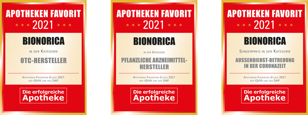 „Apotheken Favorit“ 2021: Dreifach-Sieg für Bionorica