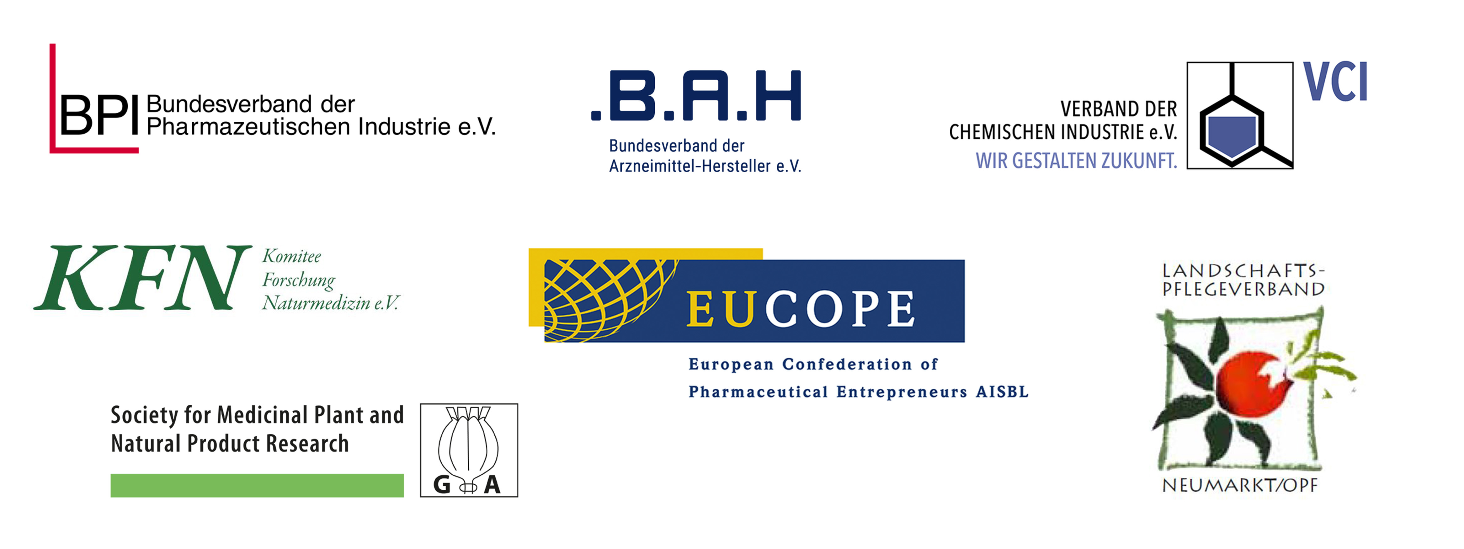 Bionorica ist Mitglied in verschiedenen Vereinigungen und Verbänden. Deren Logos sind hier abgebildet.